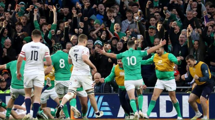 L'Irlande a vite repris le score face à l'Angleterre, samedi 18 mars, lors de la cinquième et dernière journée du Tournoi des 6 nations. (DONALL FARMER / MAXPPP)